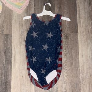 Patriotic Star-Patterned Gymnastics Leotard